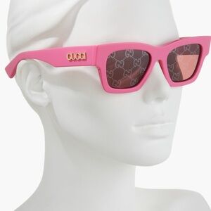 Gucci Pink 52mm Mirror Logo Sunglasses